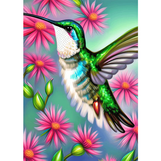 Flower Hummingbird - Full Round Drill Diamond Painting 30*40CM