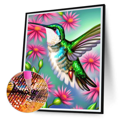 Flower Hummingbird - Full Round Drill Diamond Painting 30*40CM