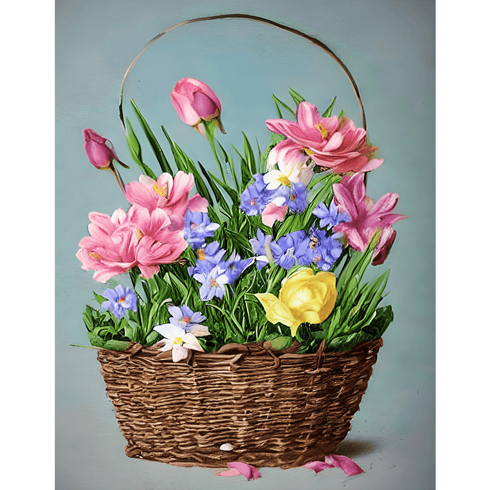 Flower Basket - Full Round Drill Diamond Painting 30*40CM