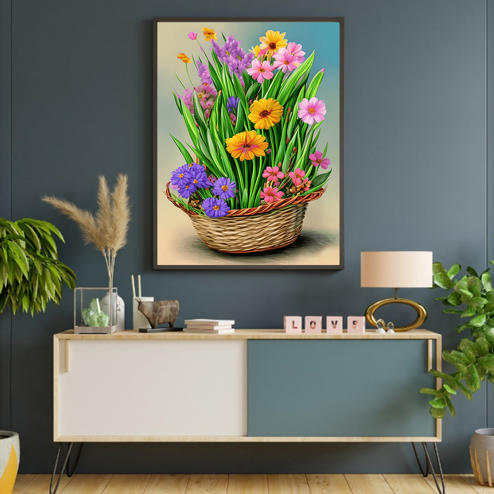 Flower Basket - Full Round Drill Diamond Painting 30*40CM