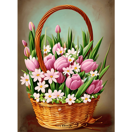 Flower Basket - Full Round Drill Diamond Painting 30*40CM