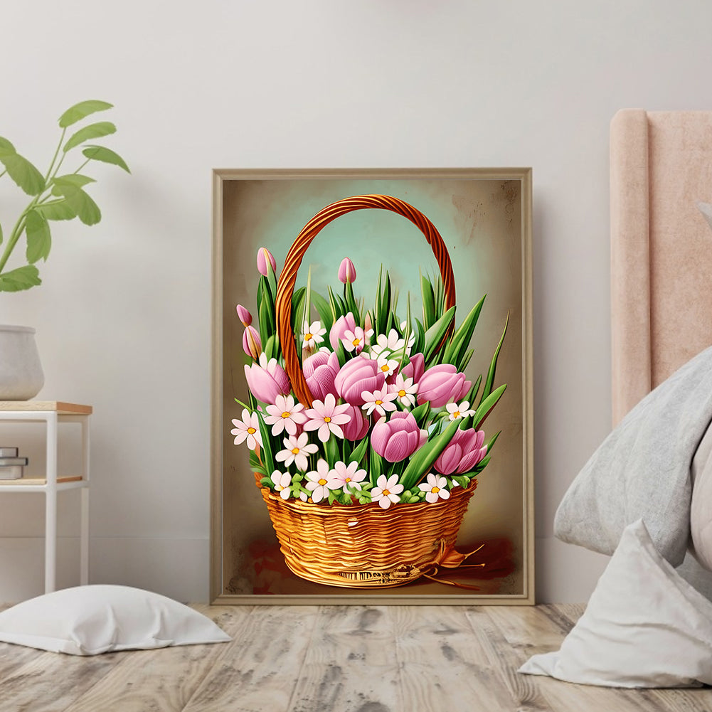 Flower Basket - Full Round Drill Diamond Painting 30*40CM