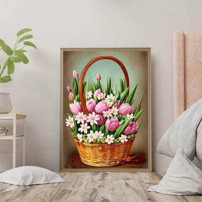 Flower Basket - Full Round Drill Diamond Painting 30*40CM