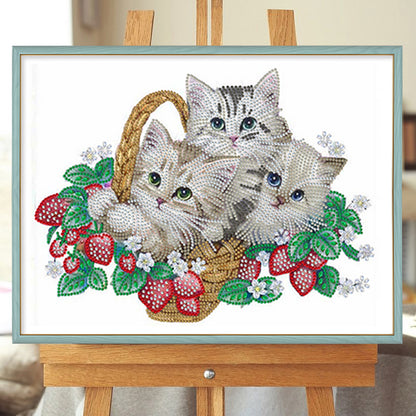 Flower Cat - Special Shaped Drill Diamond Painting 40*30CM