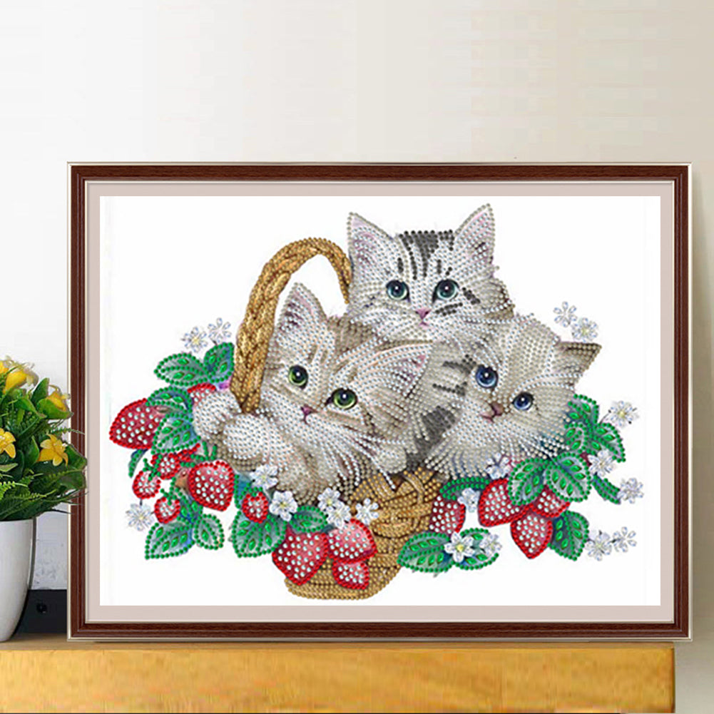 Flower Cat - Special Shaped Drill Diamond Painting 40*30CM