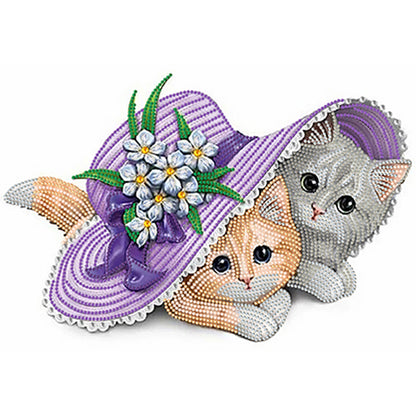 Flower Cat - Special Shaped Drill Diamond Painting 40*30CM