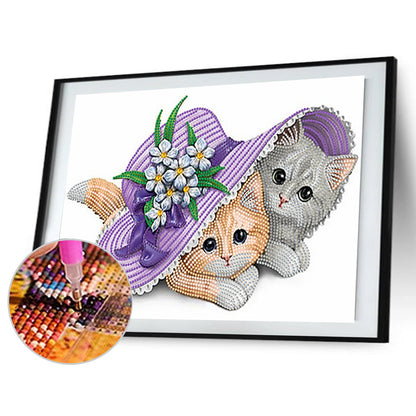 Flower Cat - Special Shaped Drill Diamond Painting 40*30CM