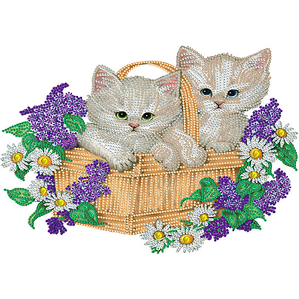 Flower Cat - Special Shaped Drill Diamond Painting 40*30CM