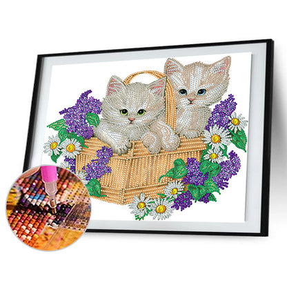 Flower Cat - Special Shaped Drill Diamond Painting 40*30CM