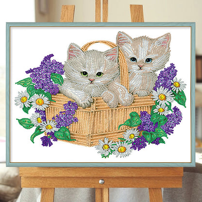 Flower Cat - Special Shaped Drill Diamond Painting 40*30CM