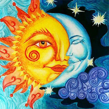 Sun And Moon Smiling Face - Full Square Drill Diamond Painting 40*40CM