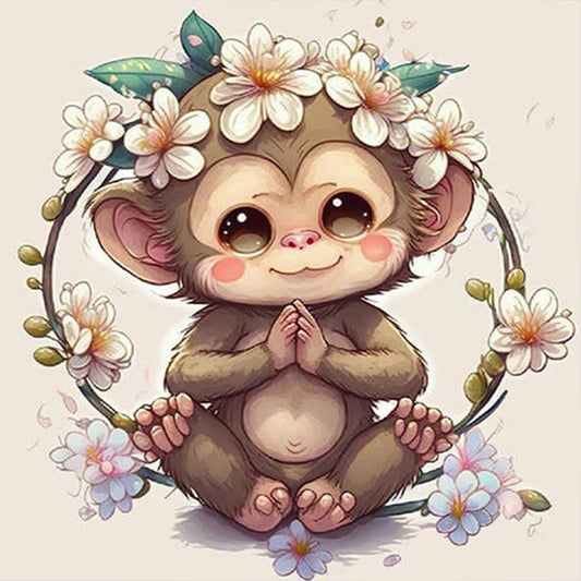 Little Monkey - Full Round Drill Diamond Painting 30*30CM