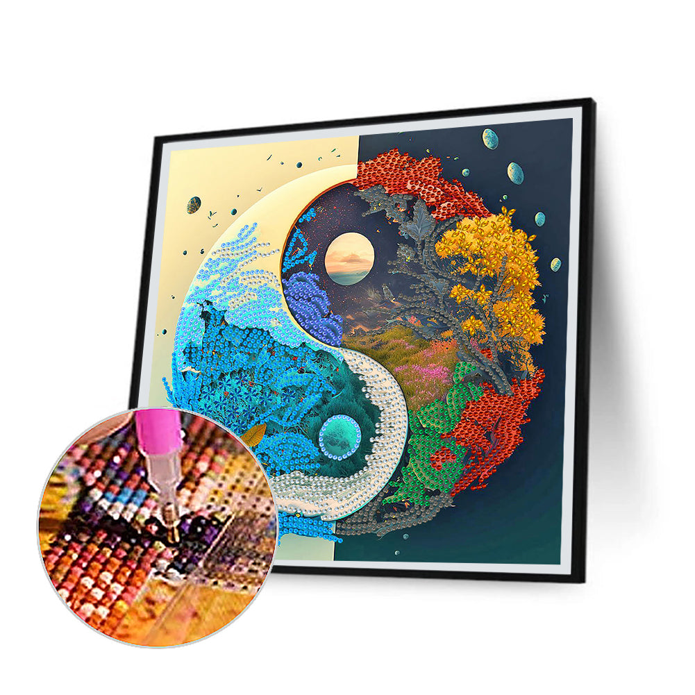 Yin Yang Landscape - Special Shaped Drill Diamond Painting 30*30CM