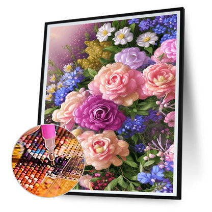 Pink Purple Bouquet - Full Round Drill Diamond Painting 30*40CM
