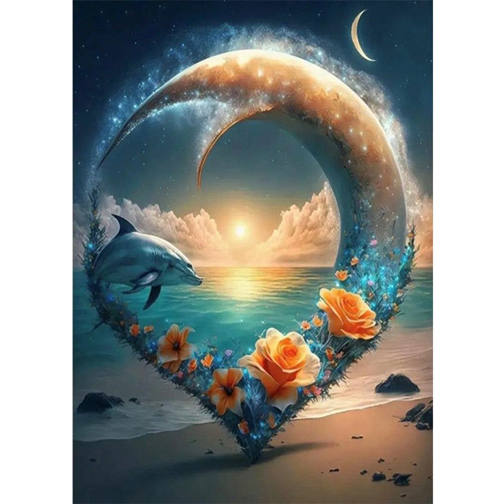 Beach Dolphin - Full Round Drill Diamond Painting 30*40CM