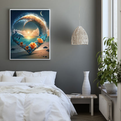 Beach Dolphin - Full Round Drill Diamond Painting 30*40CM