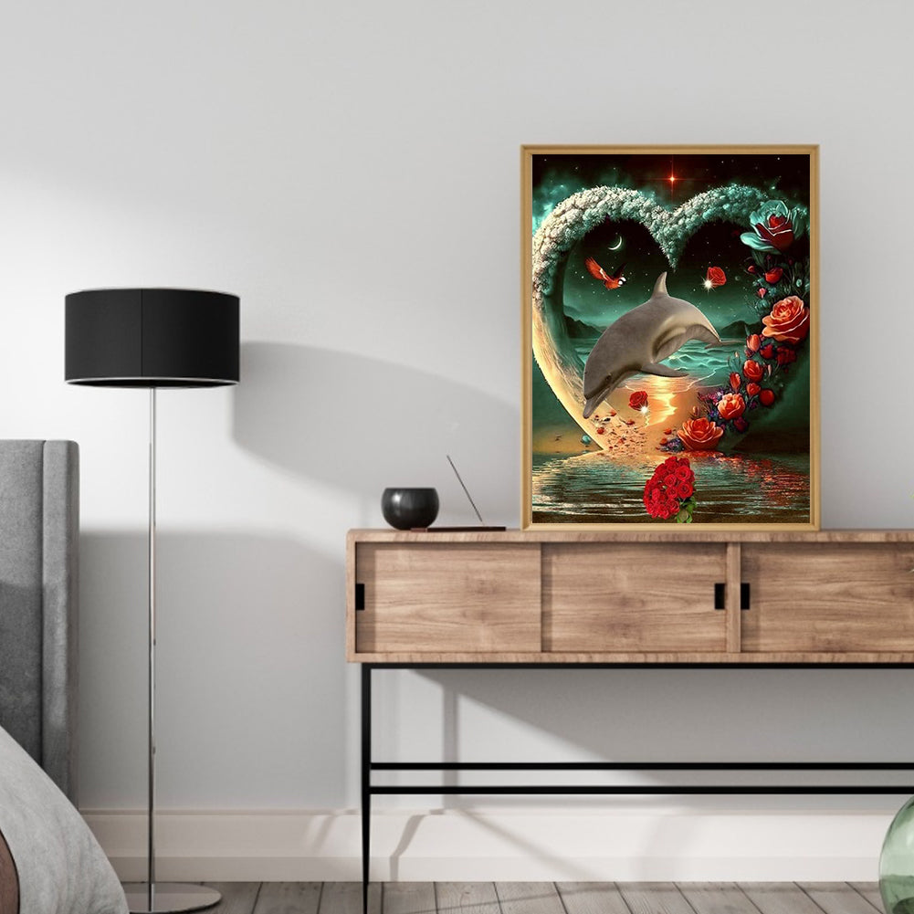 Beach Dolphin - Full Round Drill Diamond Painting 30*40CM