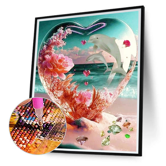 Beach Dolphin - Full Round Drill Diamond Painting 30*40CM