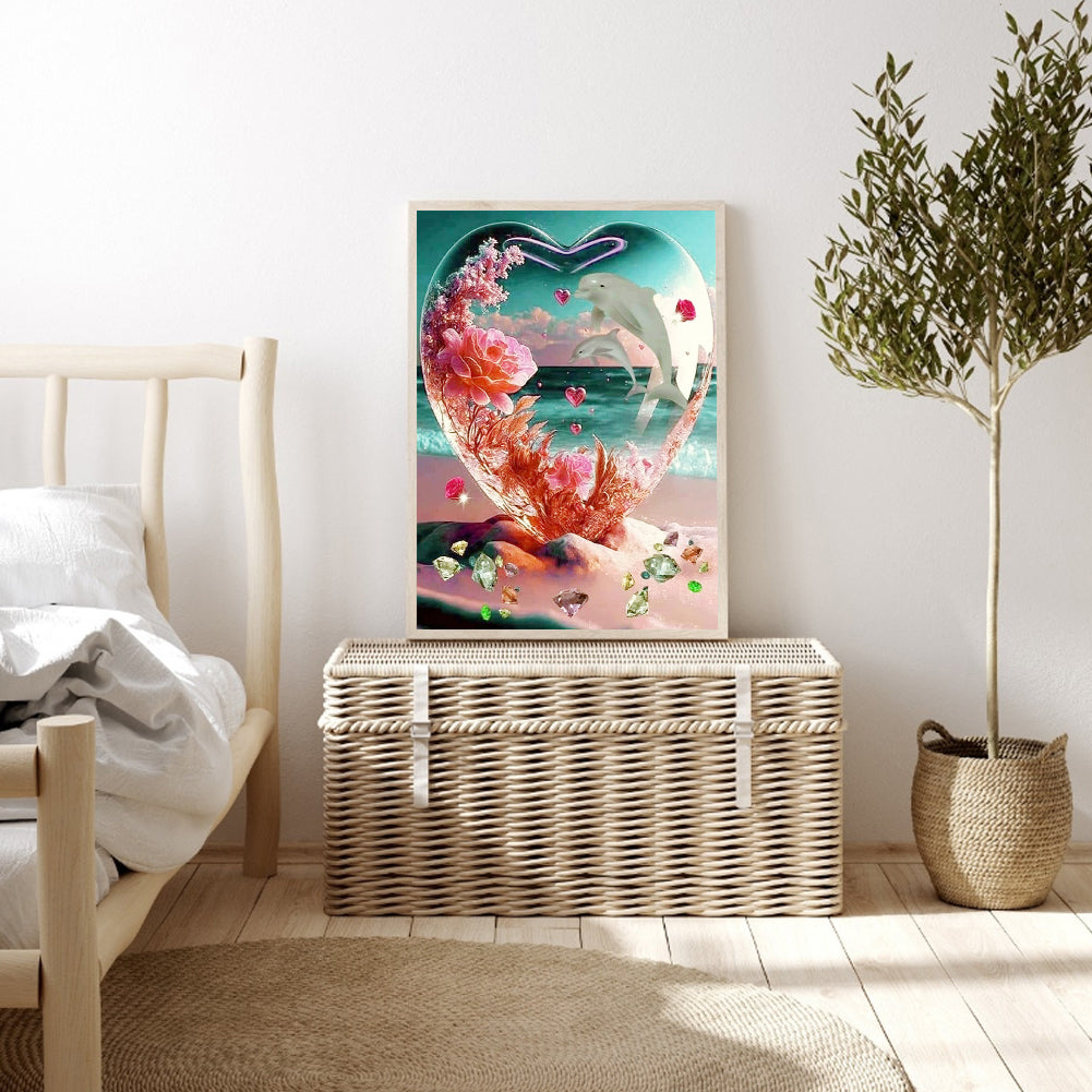 Beach Dolphin - Full Round Drill Diamond Painting 30*40CM