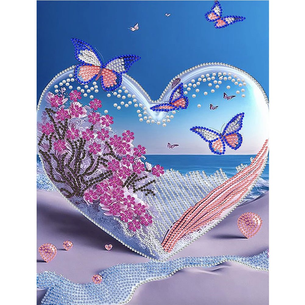 Dream Seaside Love Butterfly - Special Shaped Drill Diamond Painting 30*40CM