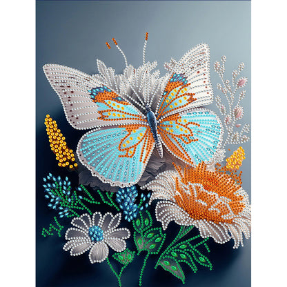 Dream Seaside Butterfly Flowers - Special Shaped Drill Diamond Painting 30*40CM