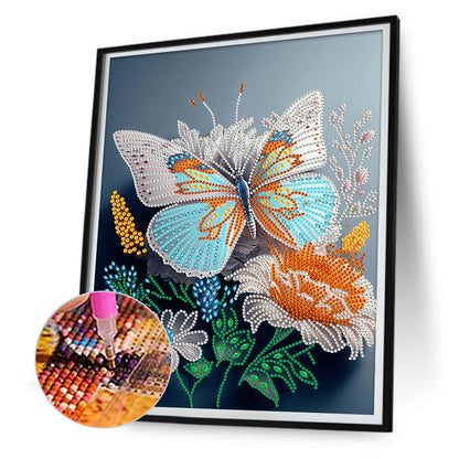 Dream Seaside Butterfly Flowers - Special Shaped Drill Diamond Painting 30*40CM