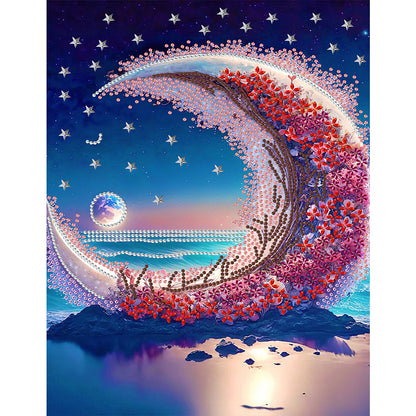 Dream Seaside Wreath Bright Moon - Special Shaped Drill Diamond Painting 30*40CM