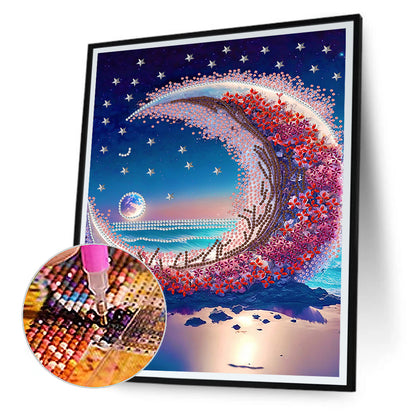 Dream Seaside Wreath Bright Moon - Special Shaped Drill Diamond Painting 30*40CM