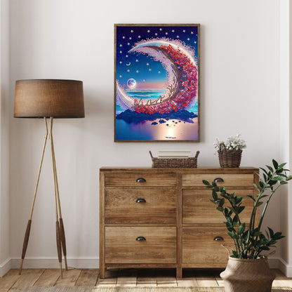 Dream Seaside Wreath Bright Moon - Special Shaped Drill Diamond Painting 30*40CM