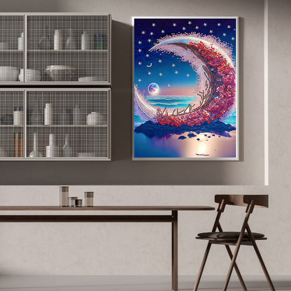 Dream Seaside Wreath Bright Moon - Special Shaped Drill Diamond Painting 30*40CM