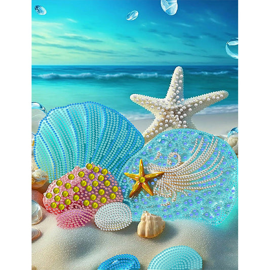 Dreamy Seaside Beach Shells - Special Shaped Drill Diamond Painting 30*40CM