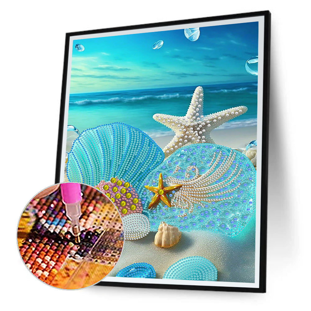 Dreamy Seaside Beach Shells - Special Shaped Drill Diamond Painting 30*40CM