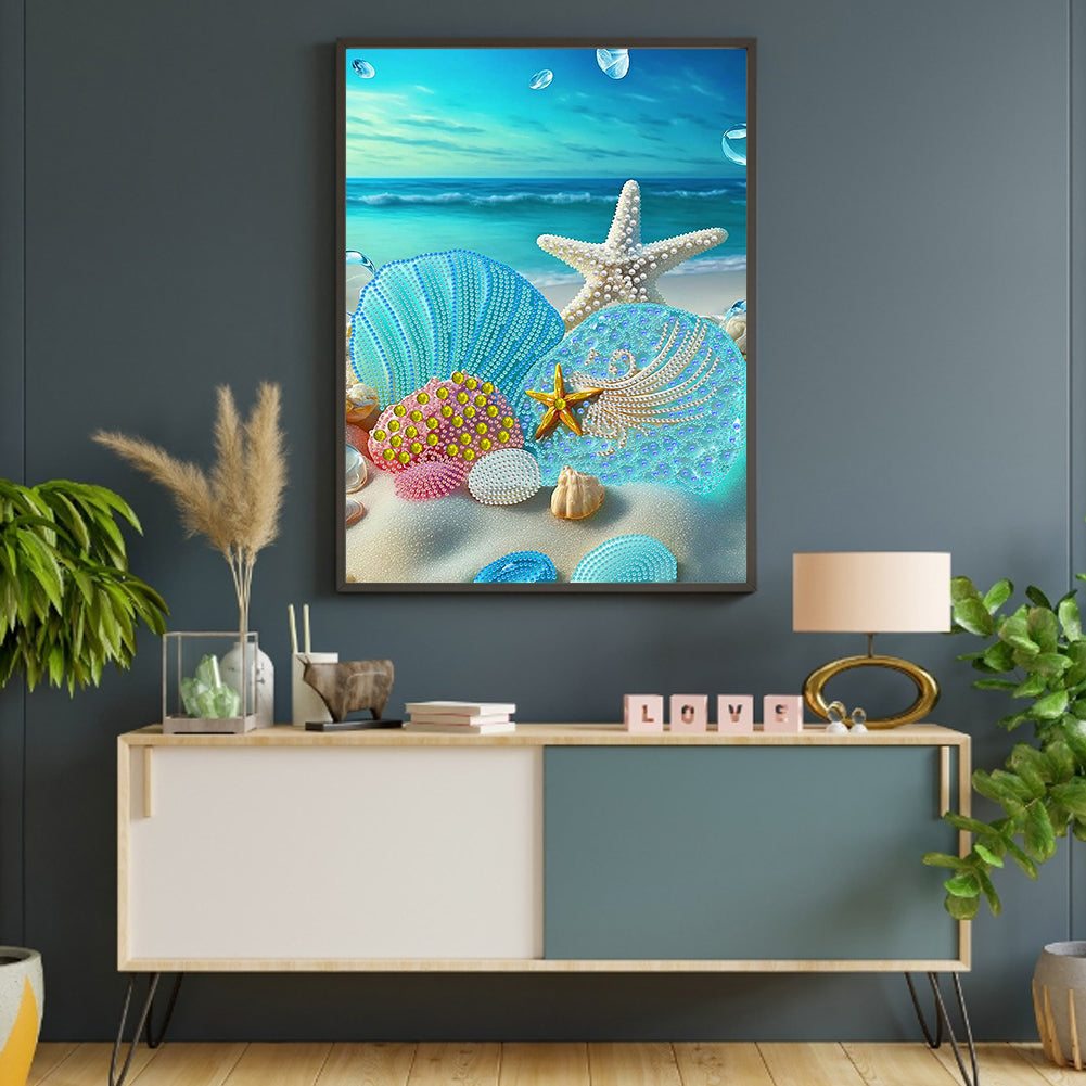 Dreamy Seaside Beach Shells - Special Shaped Drill Diamond Painting 30*40CM