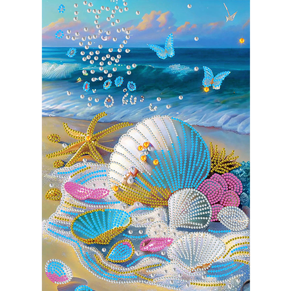 Dreamy Seaside Beach Shells - Special Shaped Drill Diamond Painting 30*40CM