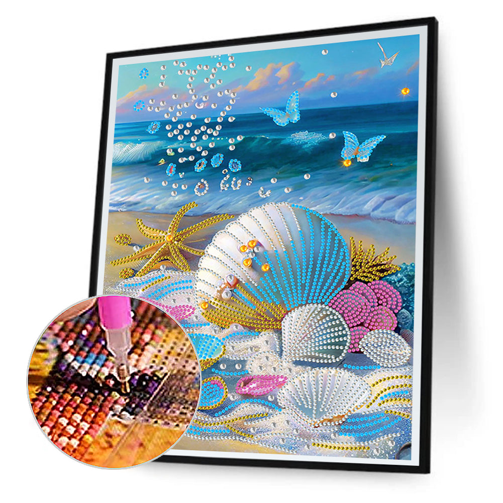 Dreamy Seaside Beach Shells - Special Shaped Drill Diamond Painting 30*40CM