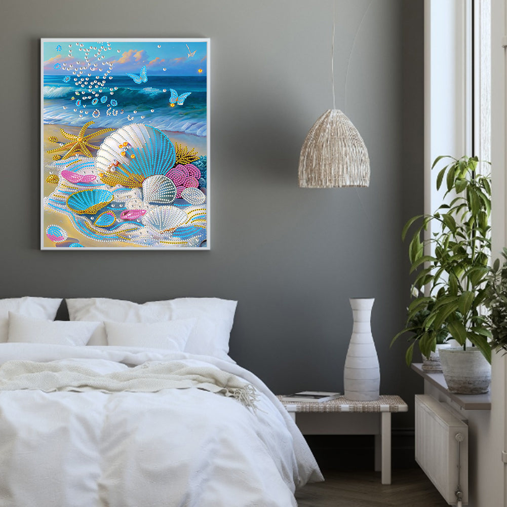 Dreamy Seaside Beach Shells - Special Shaped Drill Diamond Painting 30*40CM