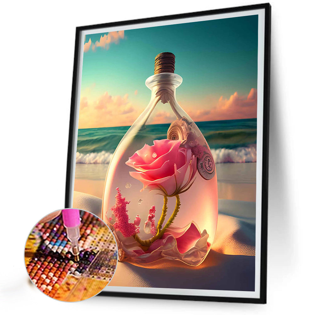 Bottle Rose - Full Round Drill Diamond Painting 30*40CM