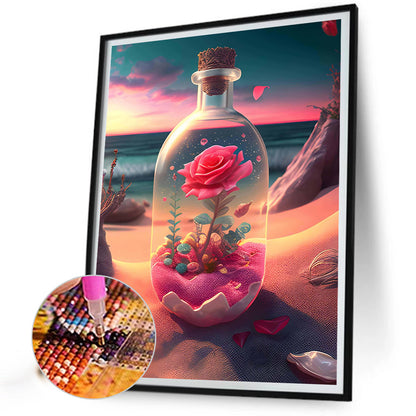 Bottle Rose - Full Round Drill Diamond Painting 30*40CM