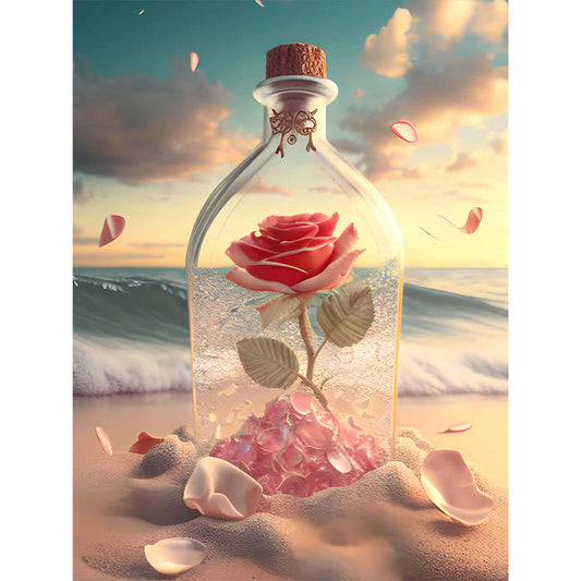 Bottle Rose - Full Round Drill Diamond Painting 30*40CM