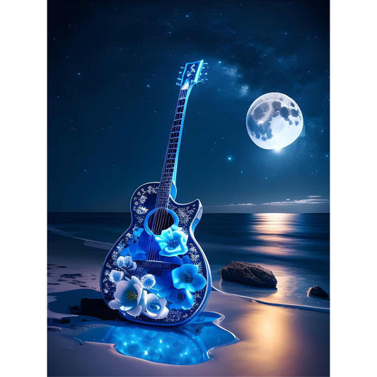 Blue Rose Guitar - Full Round Drill Diamond Painting 30*40CM