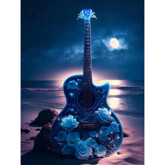 Blue Rose Guitar - Full Round Drill Diamond Painting 30*40CM