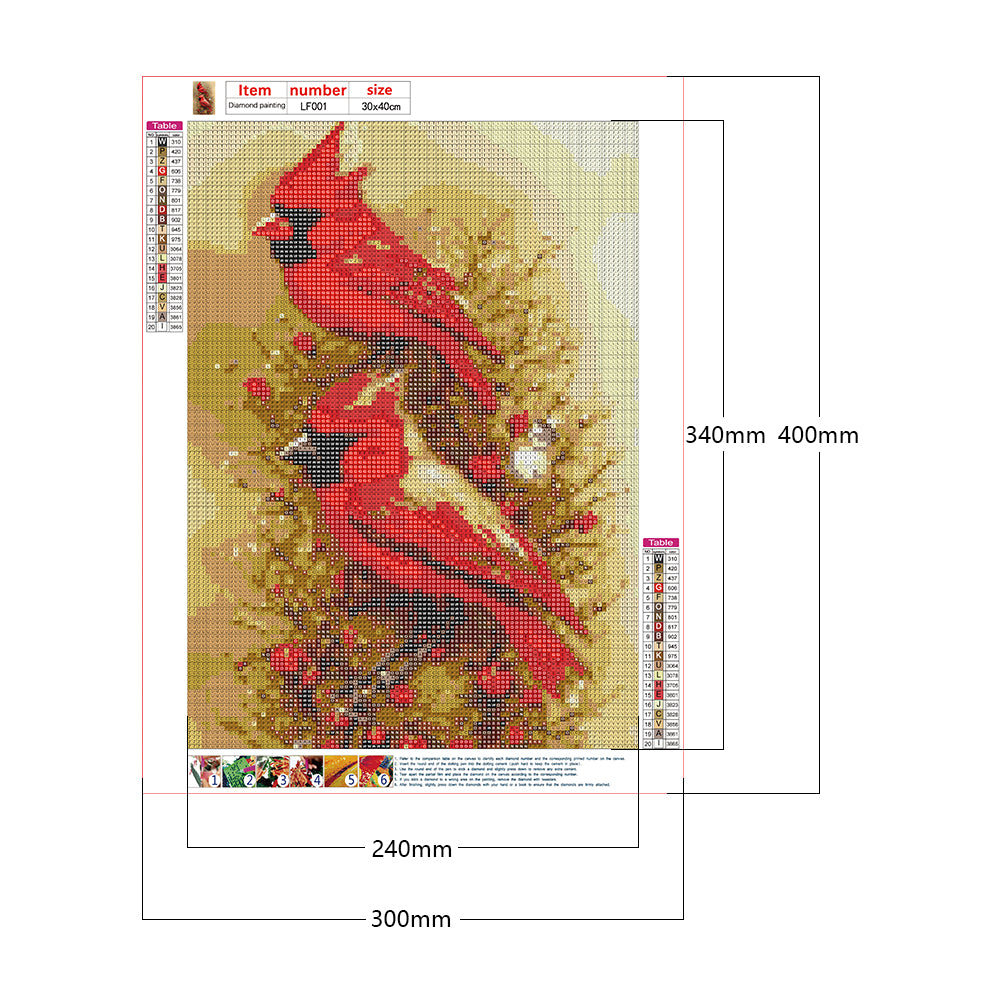 Cardinal Bird - Full Square Drill Diamond Painting 30*40CM