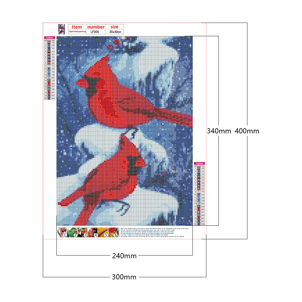 Cardinal Bird - Full Square Drill Diamond Painting 30*40CM