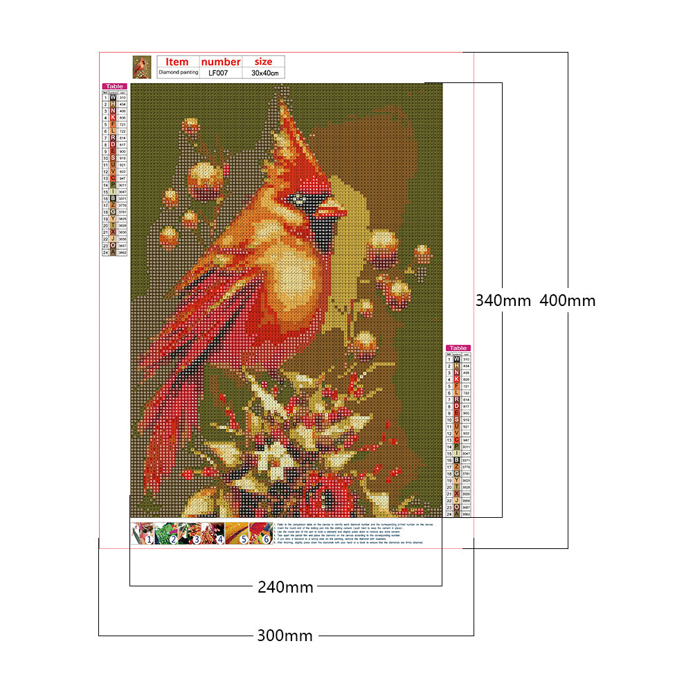 Cardinal Bird - Full Square Drill Diamond Painting 30*40CM