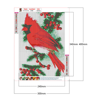 Cardinal Bird - Full Square Drill Diamond Painting 30*40CM