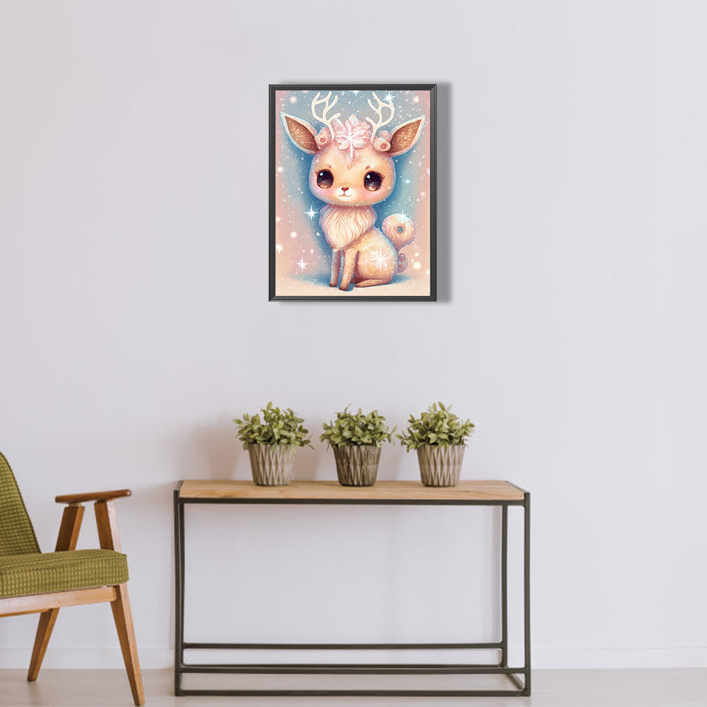 Fantasy Cartoon Sika Deer - Full Round Drill Diamond Painting 30*40CM