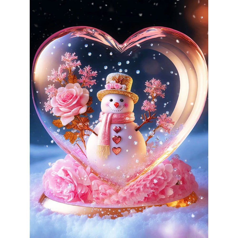 Fantasy Cartoon Love Snowman - Full Round Drill Diamond Painting 30*40CM