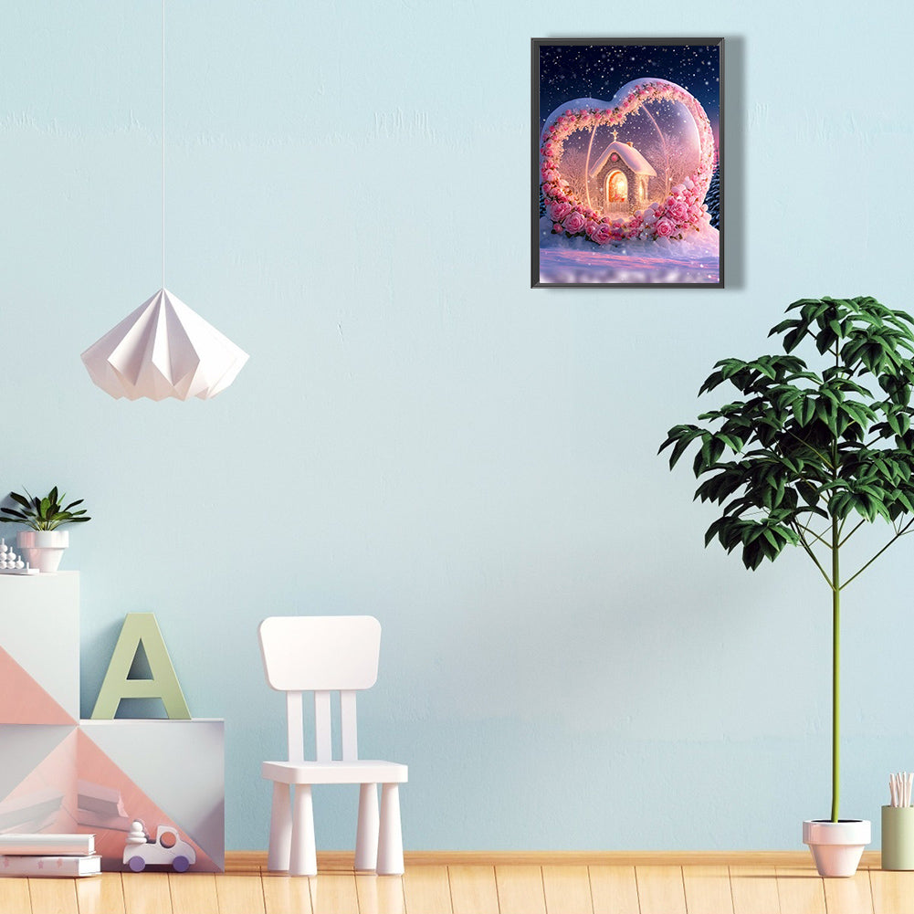 Dreamy Cartoon Love House - Full Round Drill Diamond Painting 30*40CM