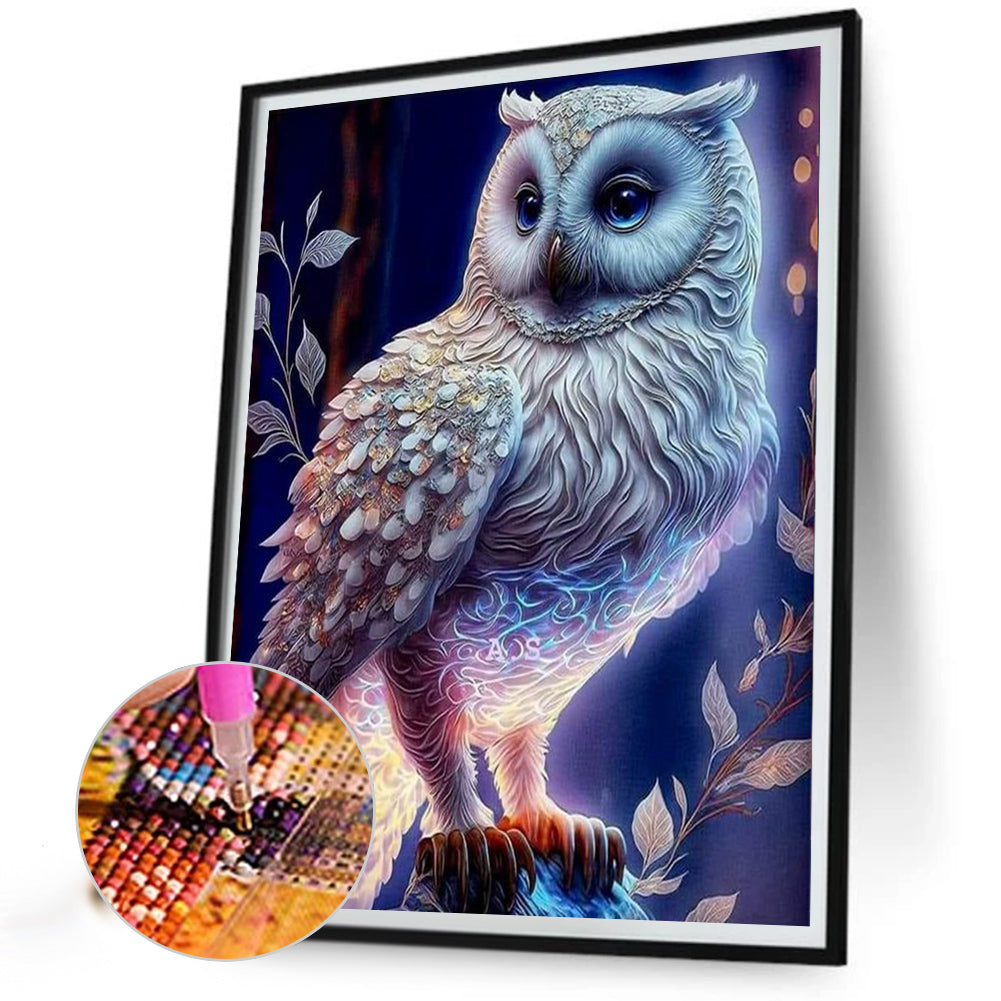 Luminous Owl - Full Round Drill Diamond Painting 30*40CM