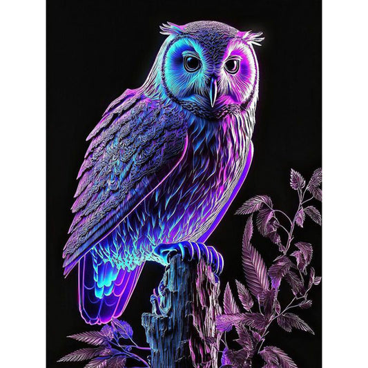 Luminous Owl - Full Round Drill Diamond Painting 30*40CM